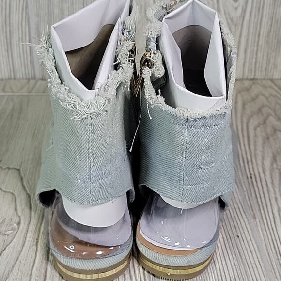 Bamboo Cure Light Wash Denim Ankle Peep Toe Booties Womens Size 7 NEW - Picture 6 of 13
